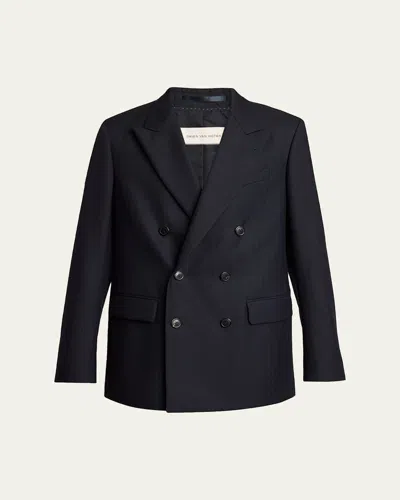 Dries Van Noten Wool Double-breasted Jacket In Black