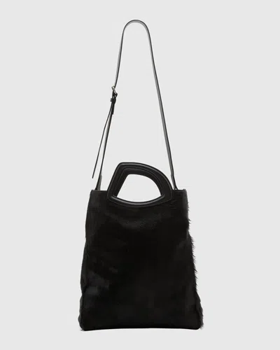 Dries Van Noten Men's Calf Hair Leather Tote Bag In Black