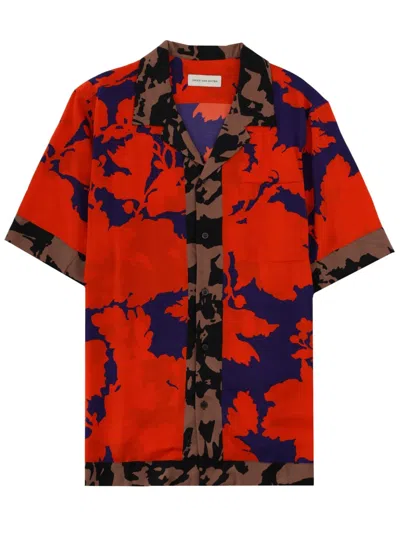 Dries Van Noten Multicolor Carlton Abstract Floral Viscose Shirt In Red