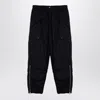 Dries Van Noten Black Cargo Trousers With Drawstring Men In Multicolor