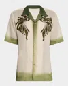 Dries Van Noten Men's Carltone Embroidered Camp Shirt In Neutral