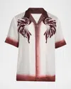 Dries Van Noten Mens Burgundy Embroidered Short-sleeves Woven Shirt In White