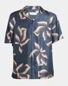 Dries Van Noten Silk Shirt With Floral Pattern And Camp Collar In Dark Navy