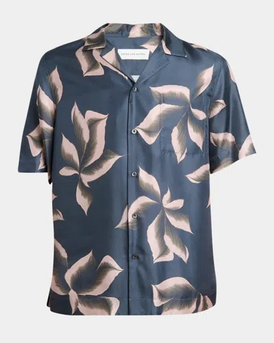DRIES VAN NOTEN MEN'S CARLTONE SATIN CAMP SHIRT