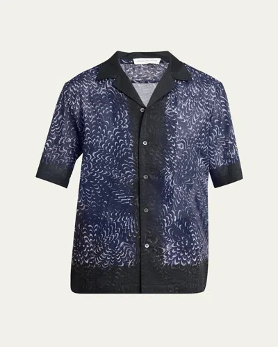 DRIES VAN NOTEN MEN'S CARLTONE SEMI-SHEER CAMP SHIRT
