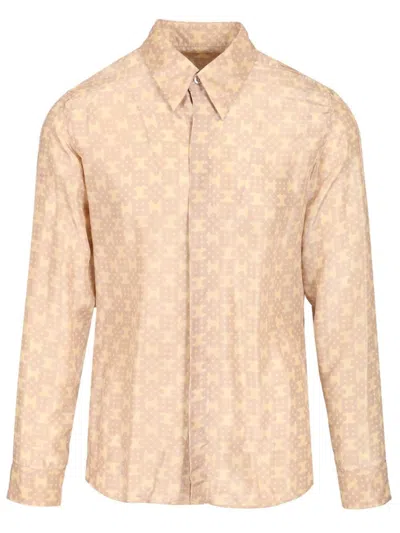 Dries Van Noten Geometric Silk Shirt In Brown