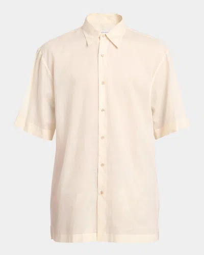 Dries Van Noten Men's Cassidye Cotton Sport Shirt In Cream