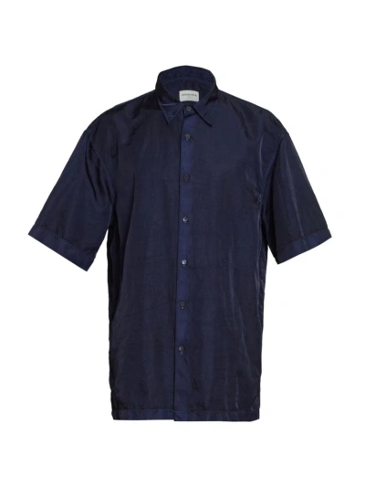 Dries Van Noten Men's Cassidye Short-sleeve Shirt In Blue