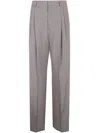 Dries Van Noten Pleated Straight Leg Panrom Trousers In Gray
