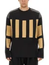 Dries Van Noten Color Block Crew Neck Sweatshirt In Black