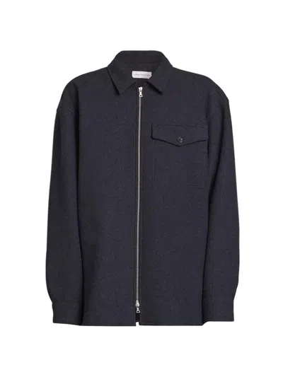 Dries Van Noten Men's Croomson Zip-up Shirt Jacket In Gray