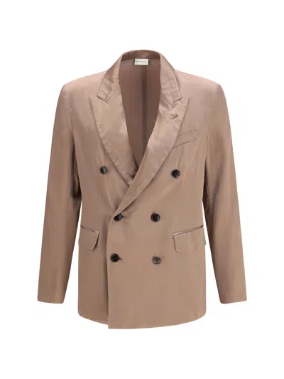Dries Van Noten Men Double-breasted Blazer In Brown