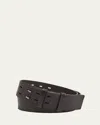 Dries Van Noten Men's Double-prong Calf Leather Belt In Dark Brown