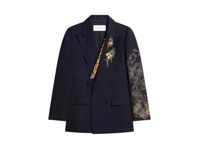 Pre-owned Dries Van Noten Men's  Embellished Blazer In Navy Blue