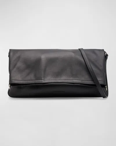 Dries Van Noten Men's Folded Leather Crossbody Bag In Metallic