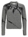Dries Van Noten Mouche Embroidered Wool Sweater In Gray