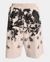 Dries Van Noten Men's Hatoy Cotton Floral Embroidered Long Pull-on Shorts In Neutral
