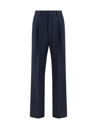 Dries Van Noten Men High Waist Wide Leg Pants In Blue