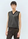Dries Van Noten Men Leather And Knit Vest In Black
