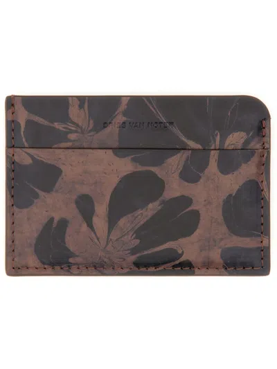 Dries Van Noten Men Leather Card Holder In Brown