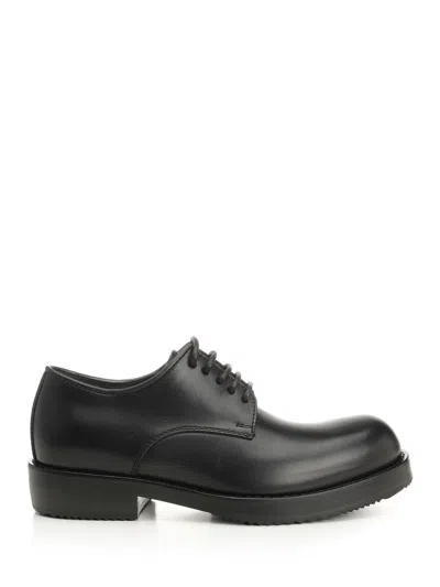 Dries Van Noten Men Leather Derby Shoe In Black