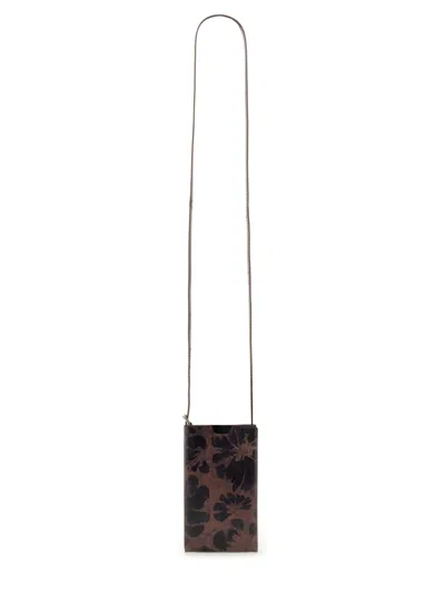 Dries Van Noten Men Leather Phone Case In Brown