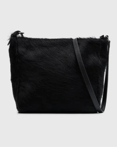 Dries Van Noten Men's Leather-trimmed Calf Hair Crossbody Bag In Black