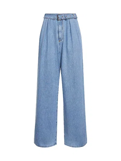 Dries Van Noten Men Light Blue Denim Belted Wide-leg Jeans