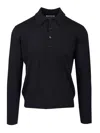 Dries Van Noten Men Long-sleeved Polo Shirt In Black