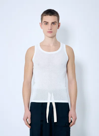 Dries Van Noten Men Merit Knit Tank Top In White