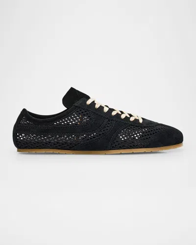 DRIES VAN NOTEN MEN'S MESH AND LEATHER LOW-TOP SNEAKERS
