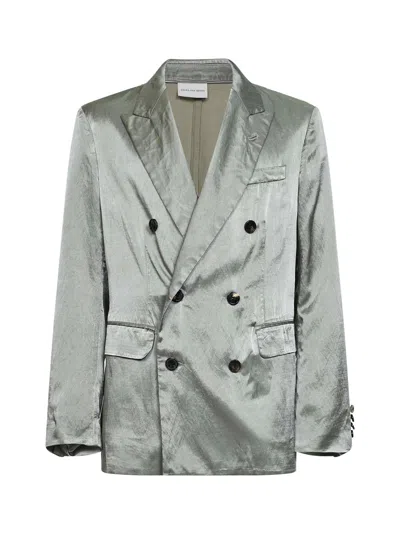 Dries Van Noten Men Mint Green Viscose And Cotton Double-breasted Blazer