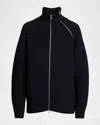 Dries Van Noten Full Zip Turtleneck Sweater With Shoulder Detail In Animal Print