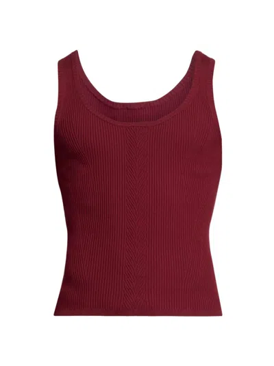 Dries Van Noten Men's Motto Ribbed Tank In Burgundy