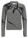 Dries Van Noten Mouche Embroidered Wool Sweater In Gray