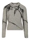 Dries Van Noten Mouche Embroidered Wool Sweater In Gray