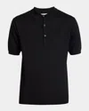 Dries Van Noten Men's Murice Merino Wool Knit Polo Shirt In Blue
