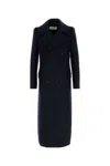 Dries Van Noten Men Navy Blue Wool Blend Rafaell Coat In Black