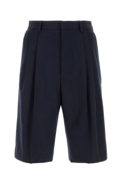 Dries Van Noten Wool Panrom Bermuda Shorts In Blue
