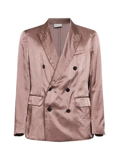 Dries Van Noten Men Old Rose Viscose And Cotton Double-breasted Blazer In Pink