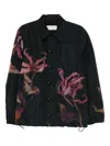 Dries Van Noten Floral Print Blouson Featuring Drawstring Hem In Black