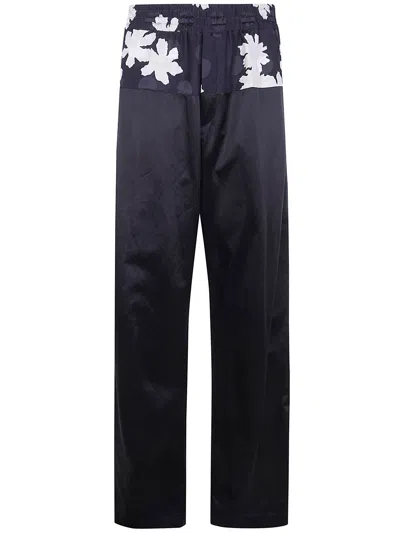 Dries Van Noten Pablo Wide Leg Floral Trousers In Black