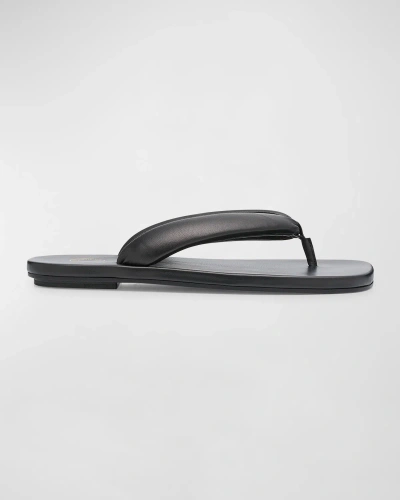 Dries Van Noten Men's Padded Leather Thong Sandals In Black