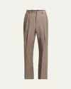 Dries Van Noten Men's Panrom Pleated Stripe Pants In Tan