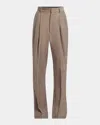 Dries Van Noten Men's Panrom Pleated Stripe Pants In Tan