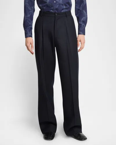 Dries Van Noten Men's Penrud Wool Pants In Navy