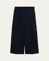 Dries Van Noten Navy-blue Wool Tris Pants In Navy