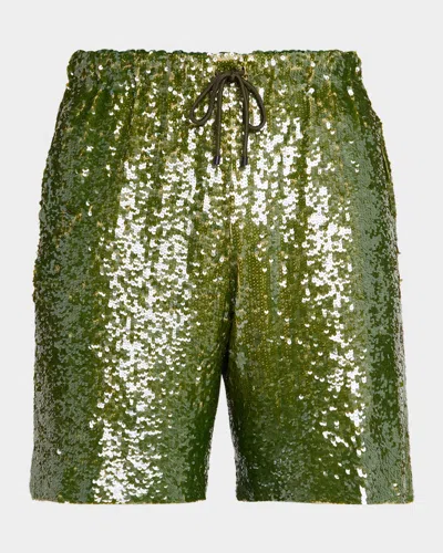 DRIES VAN NOTEN MEN'S PIPERI SEQUIN DRAWSTRING SHORTS