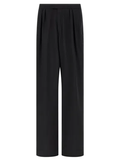 Dries Van Noten Mens Black Patch-pocket Wide-leg Cotton Cargo Trousers