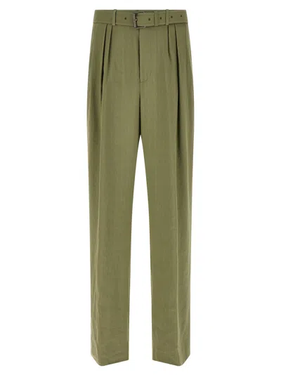 Dries Van Noten Preaches Tailored Trousers Belt Loops Pleats In Green